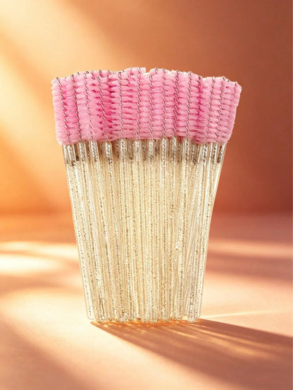 50pcs One-Time Use Eyelash Brush, Spiral Eyebrow Brush, Small Brush, Crystal Rod Eyelash Brush, Beauty And Makeup Tools