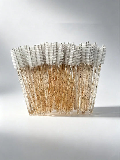 50pcs One-Time Use Eyelash Brush, Spiral Eyebrow Brush, Small Brush, Crystal Rod Eyelash Brush, Beauty And Makeup Tools