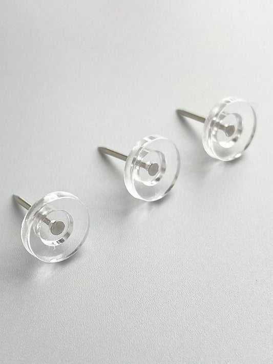 50pcs Plastic Push Pins, Standard Transparent Thumb Tacks With Steel Tips And Heads, Flat Transparent Push Pins For Cork Boards, Wall Hangings, Bulletin Boards (Transparent) Back To School