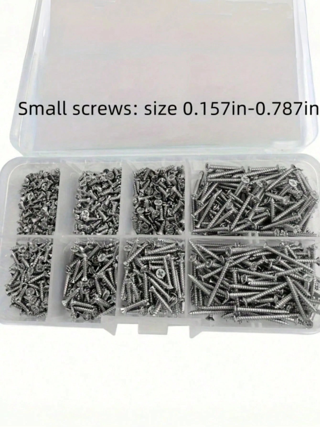 560Pcs Box Self Tapping Wood Screw Set 8 Different Sizes M2 Metal Screw Classification Kit With Storage Box For Woodworking Furniture Repair DIY Home Improvement