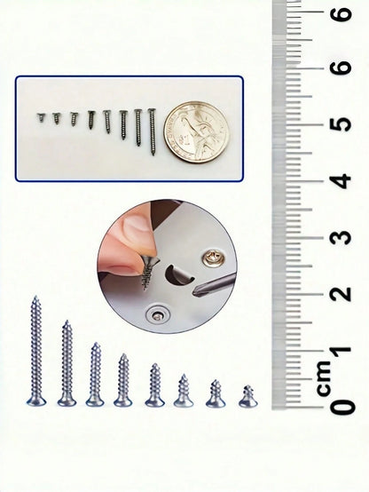 560Pcs Box Self Tapping Wood Screw Set 8 Different Sizes M2 Metal Screw Classification Kit With Storage Box For Woodworking Furniture Repair DIY Home Improvement