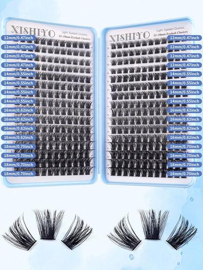 570pcs D-Curl Eyelash Clusters 30D-100D DIY False Eyelash Extension Kit With Glue And Sealer, Tweezers Tool, Mink-Like Texture Natural Curly Eyelash Clusters, Suitable For DIY Eyelash Extensions, Reus