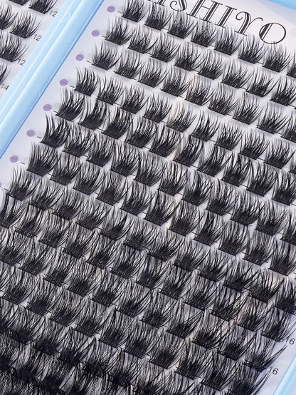 570pcs D-Curl Eyelash Clusters 30D-100D DIY False Eyelash Extension Kit With Glue And Sealer, Tweezers Tool, Mink-Like Texture Natural Curly Eyelash Clusters, Suitable For DIY Eyelash Extensions, Reus