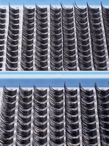570pcs D-Curl Eyelash Clusters 30D-100D DIY False Eyelash Extension Kit With Glue And Sealer, Tweezers Tool, Mink-Like Texture Natural Curly Eyelash Clusters, Suitable For DIY Eyelash Extensions, Reus