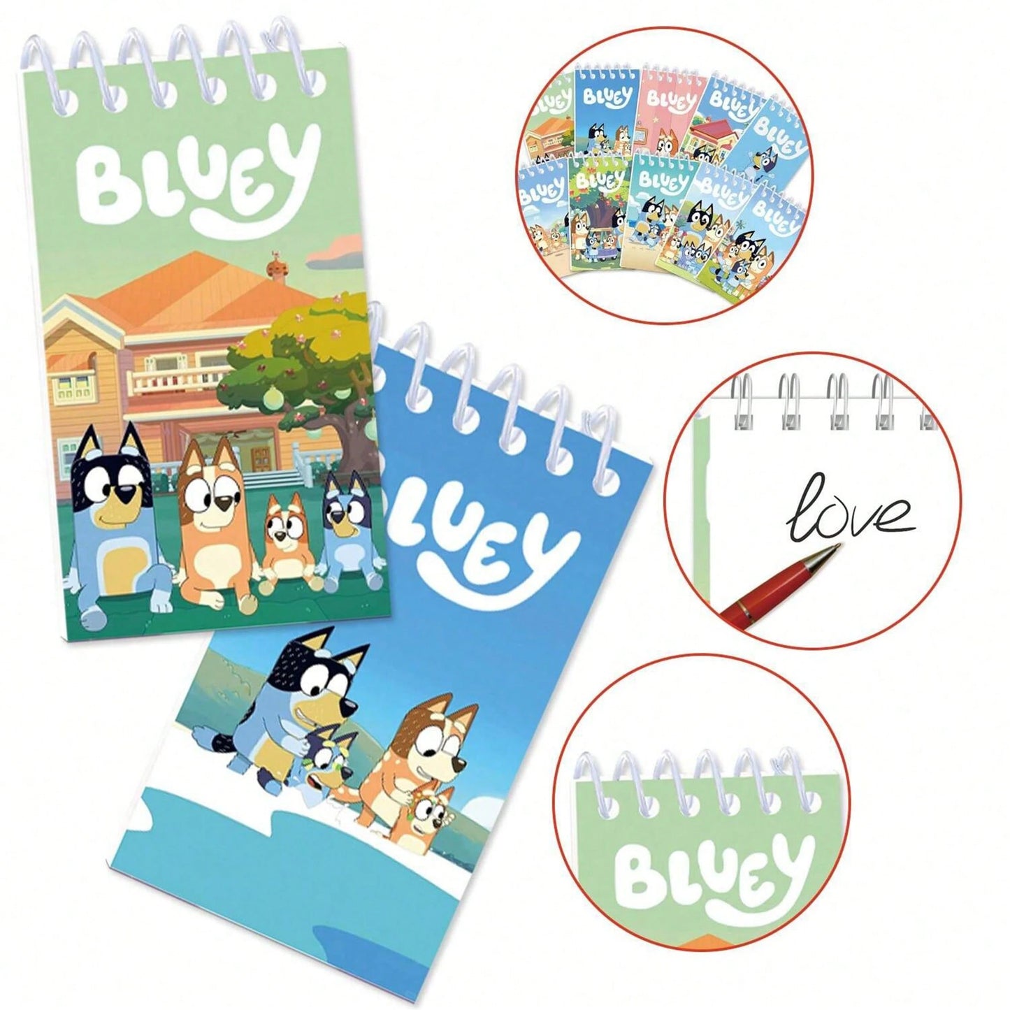 5pcs/10pcs Bluey Anime Portable Notepad Mini Notebook Set Figure Portable Notebook Cartoon Children Notebook,Very Suitable For Festivals, Fans, Schools, And Gift Giving(Random Style)