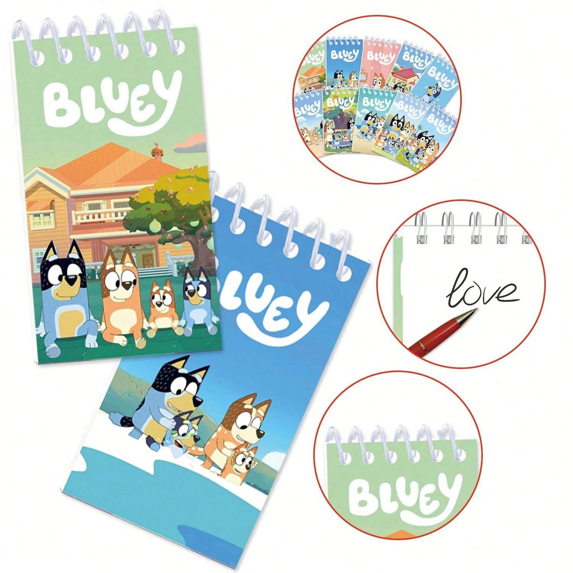 5pcs/10pcs Bluey Anime Portable Notepad Mini Notebook Set Figure Portable Notebook Cartoon Children Notebook,Very Suitable For Festivals, Fans, Schools, And Gift Giving(Random Style)