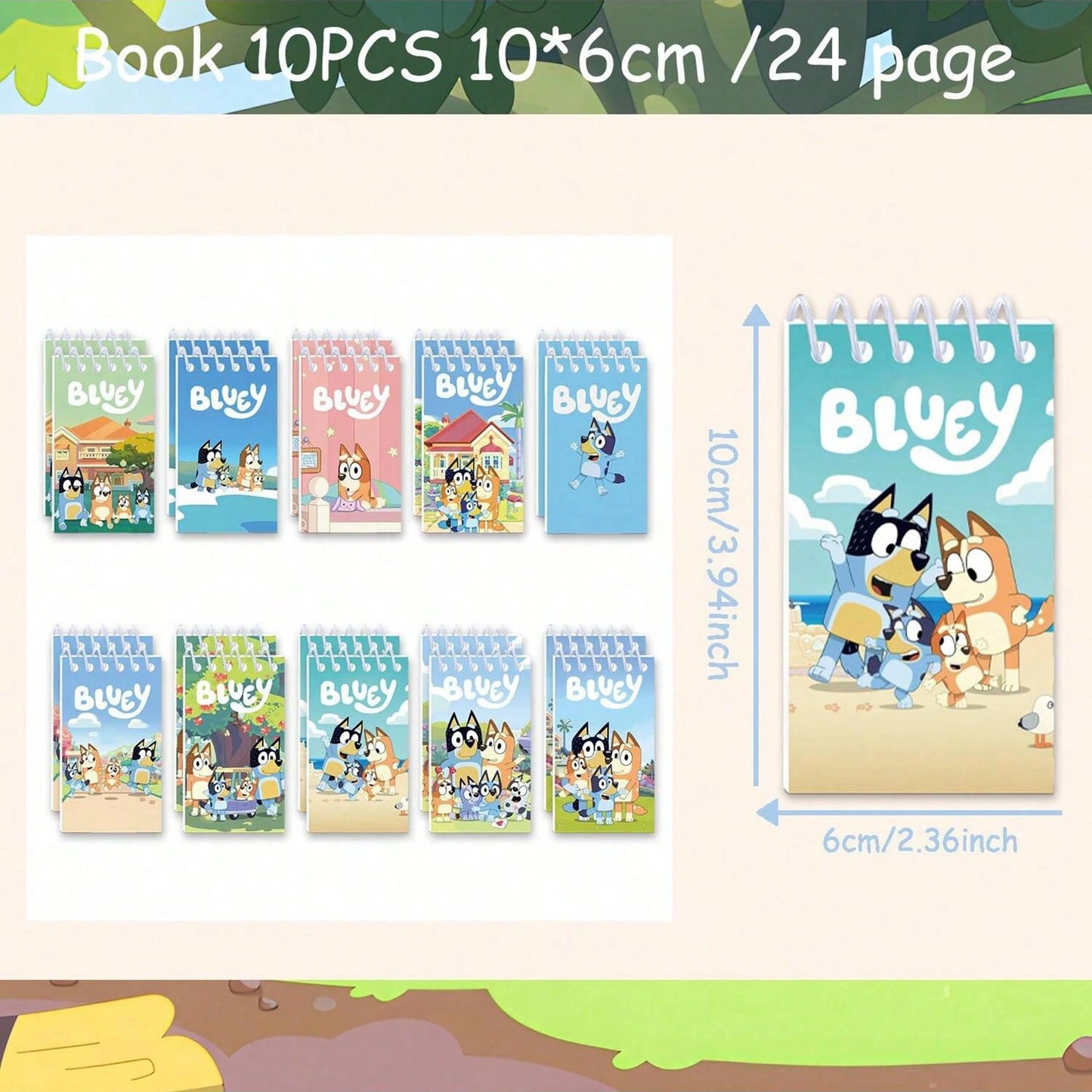 5pcs/10pcs Bluey Anime Portable Notepad Mini Notebook Set Figure Portable Notebook Cartoon Children Notebook,Very Suitable For Festivals, Fans, Schools, And Gift Giving(Random Style)