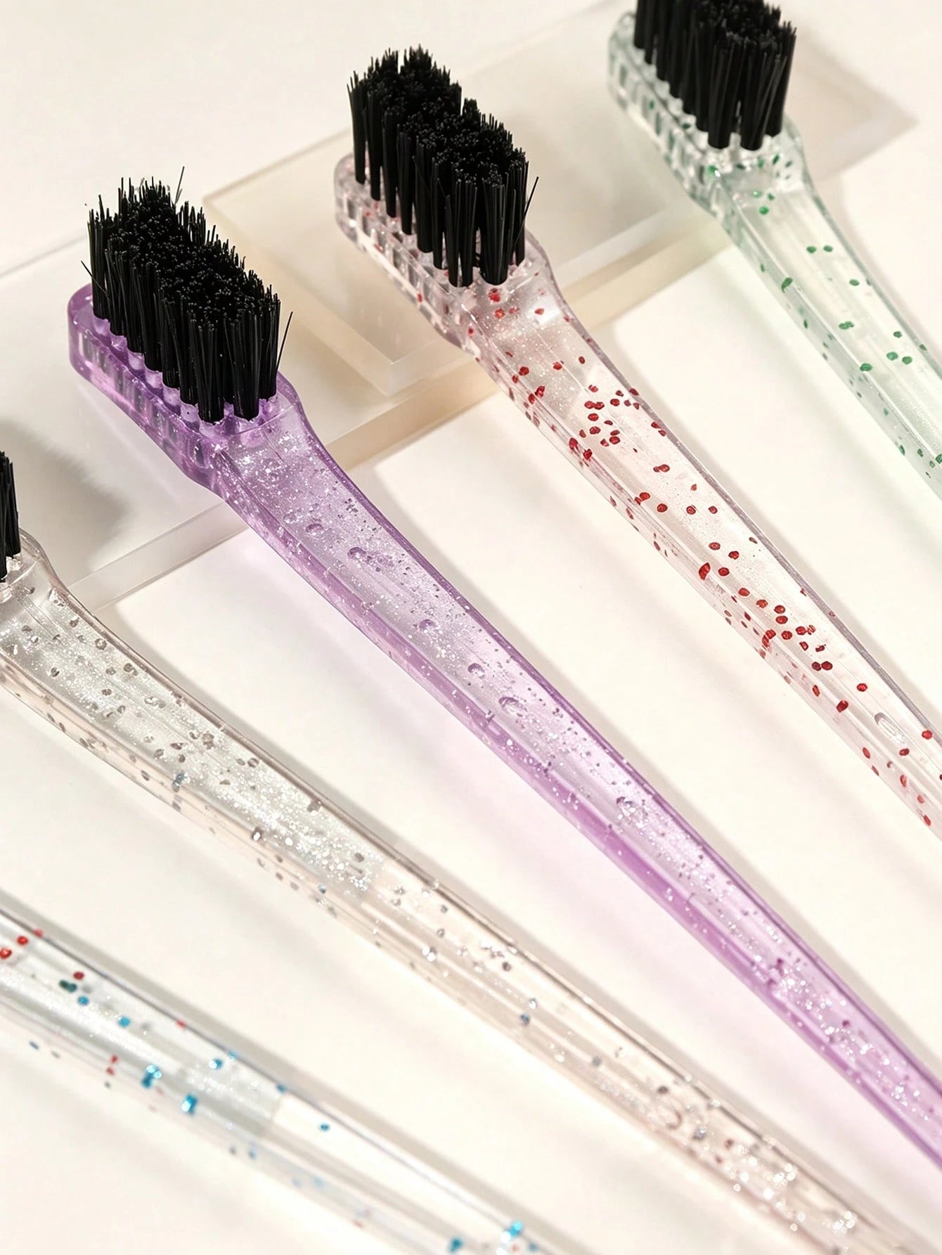 5pcs/1pc Dual End Eyebrow Brush, Glitter Transparent Handle Eyebrow Comb, Professional Nylon Bristles Brow Spoolie Brush, Portable Makeup Eyebrow Grooming Tool For Women Daily Eye Makeup Cosmetic Acce