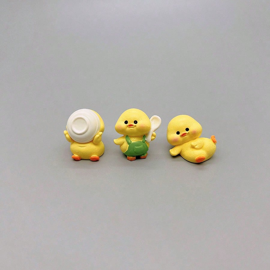 5pcs Creative Cute Dining Duck Miniature Landscape Decor, Car Interior Desktop Ornament, DIY Decoration Accessories