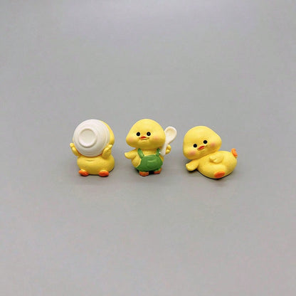 5pcs Creative Cute Dining Duck Miniature Landscape Decor, Car Interior Desktop Ornament, DIY Decoration Accessories
