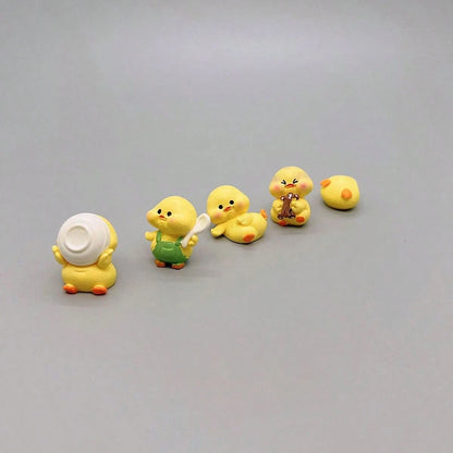 5pcs Creative Cute Dining Duck Miniature Landscape Decor, Car Interior Desktop Ornament, DIY Decoration Accessories