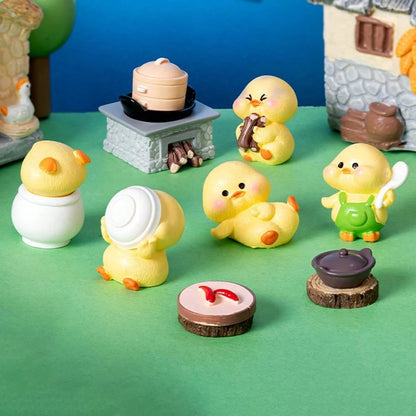 5pcs Creative Cute Dining Duck Miniature Landscape Decor, Car Interior Desktop Ornament, DIY Decoration Accessories