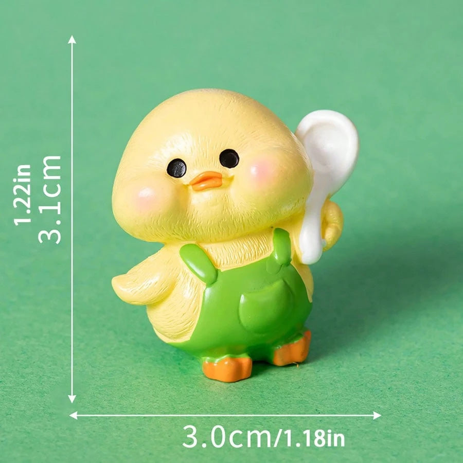 5pcs Creative Cute Dining Duck Miniature Landscape Decor, Car Interior Desktop Ornament, DIY Decoration Accessories