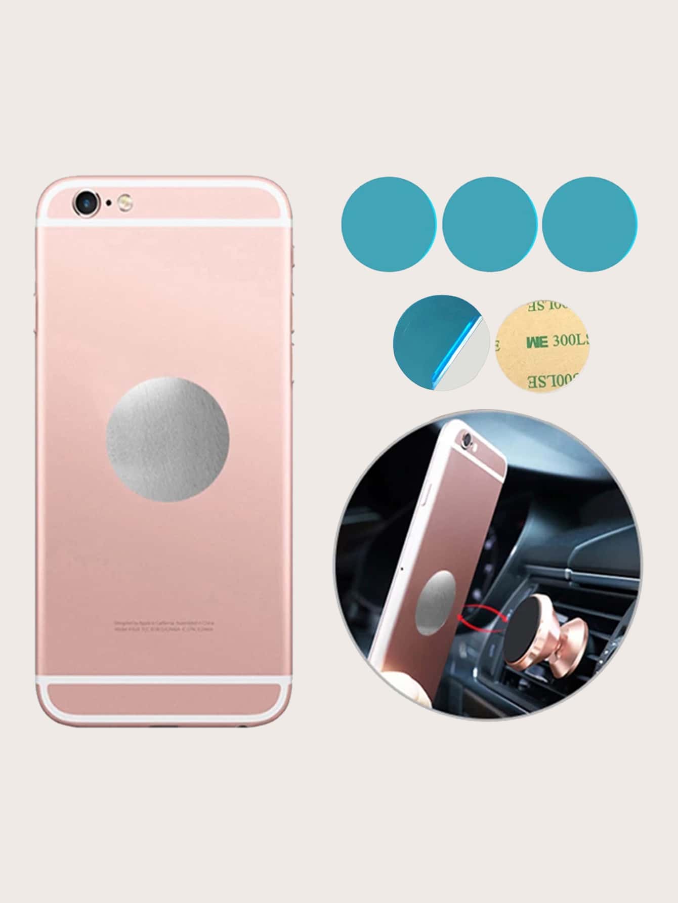 5pcs Metal Plate Magnetic Sheet Compatible With Car Phone Holder Compatible With IPhone, Android Phone, Gift For Birthday, Family, Friends Car Accessories