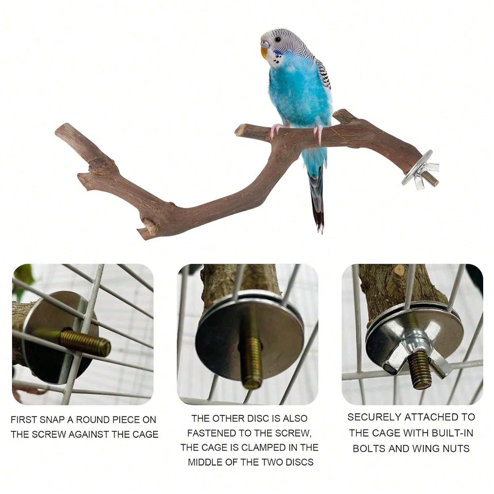 5PCS Natural Wood Parrot Stand, Small Bird Perch Branch For Cage Accessories, Chewing Toy For Parakeets Conures