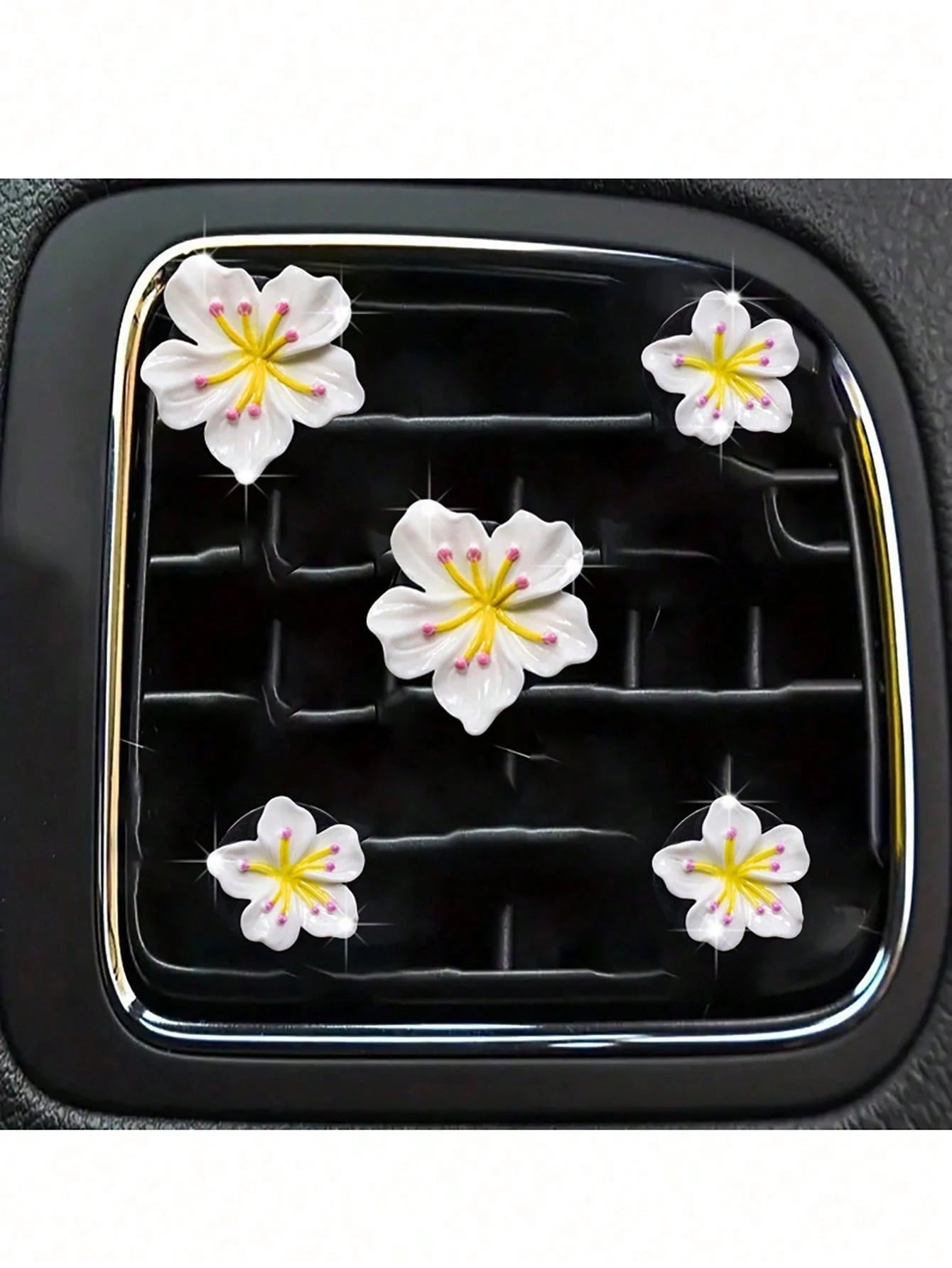 5pcs Random Color Resin Cherry Blossom Car Air Vent Clips, Car Interior Decoration Clips