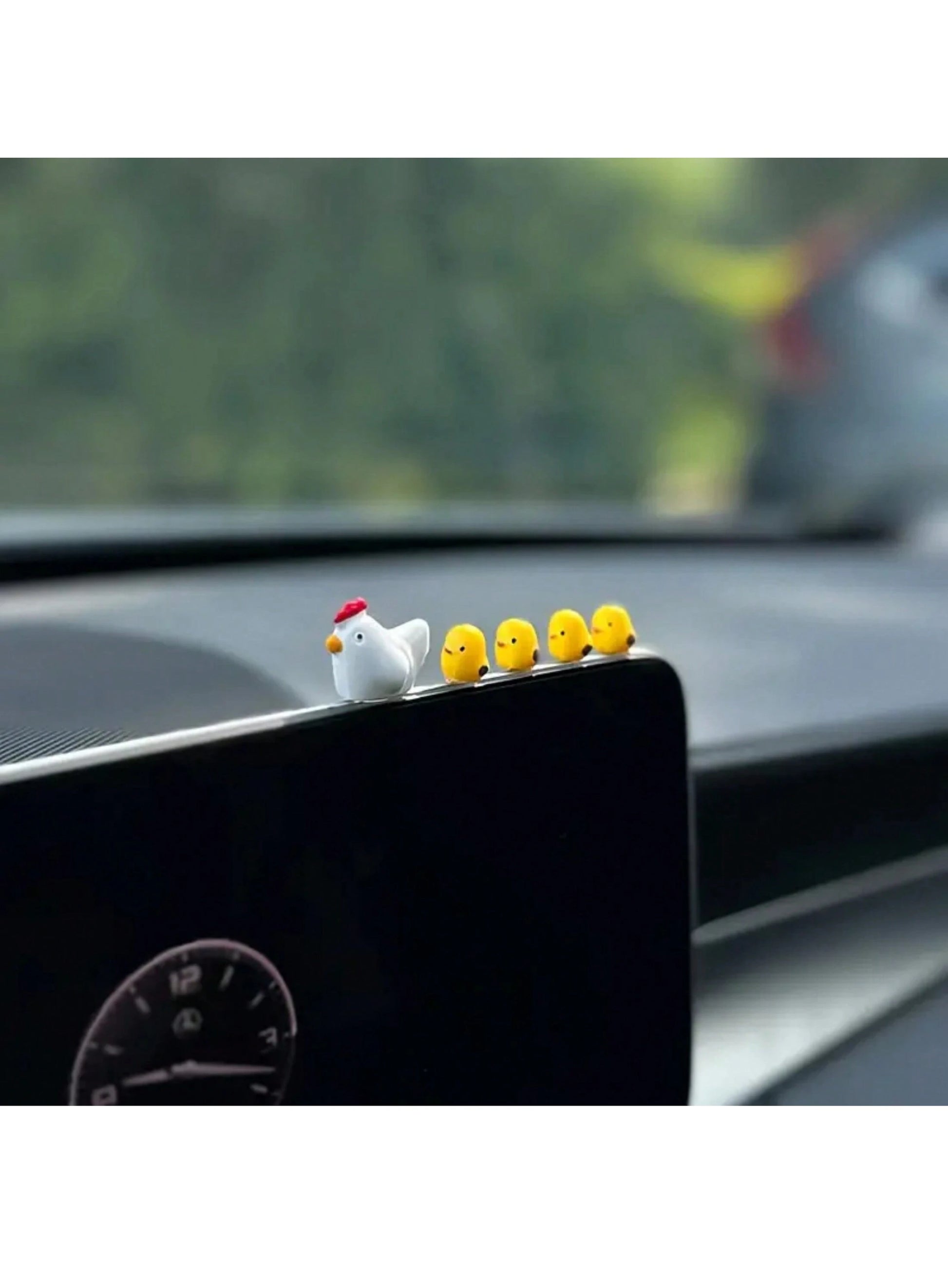 5pcs/Set Cute Miniature Chicken Car Decoration Accessories Including Car Interior Ornament, Inner Dashboard Decor, Control Panel Decor, Rearview Mirror Decor