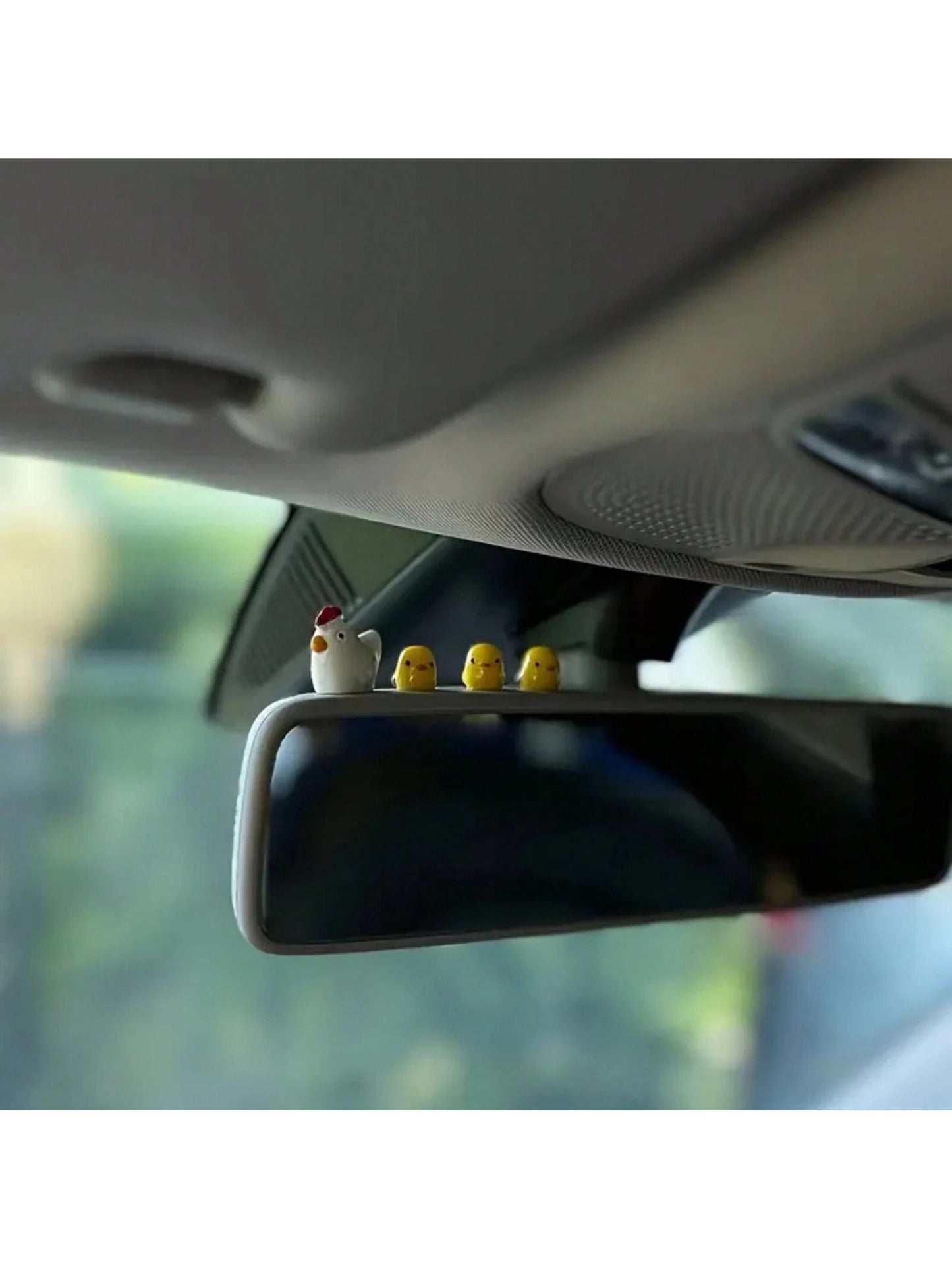 5pcs/Set Cute Miniature Chicken Car Decoration Accessories Including Car Interior Ornament, Inner Dashboard Decor, Control Panel Decor, Rearview Mirror Decor