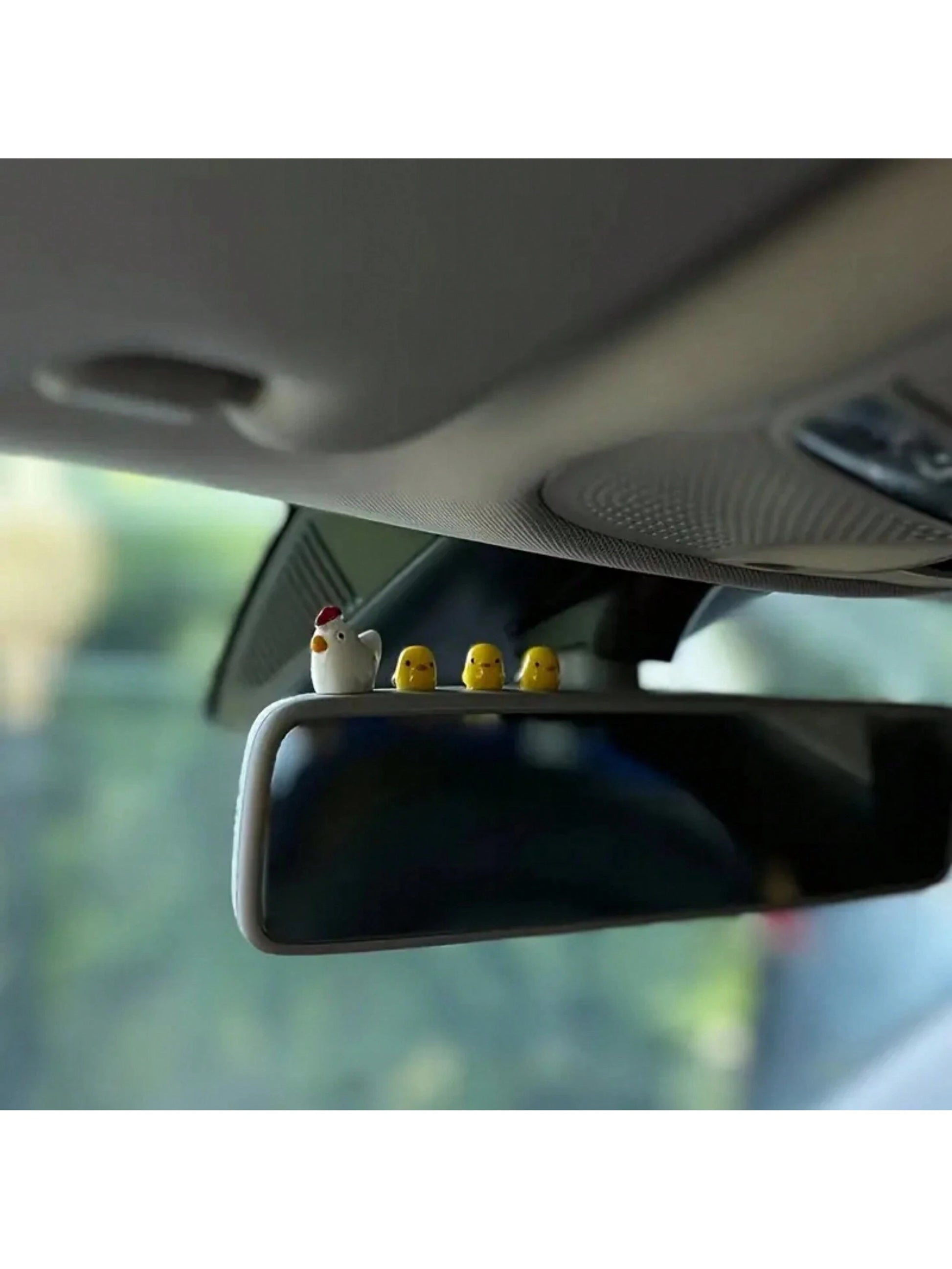 5pcs/Set Cute Miniature Chicken Car Decoration Accessories Including Car Interior Ornament, Inner Dashboard Decor, Control Panel Decor, Rearview Mirror Decor