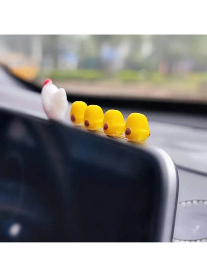 5pcs/Set Cute Miniature Chicken Car Decoration Accessories Including Car Interior Ornament, Inner Dashboard Decor, Control Panel Decor, Rearview Mirror Decor