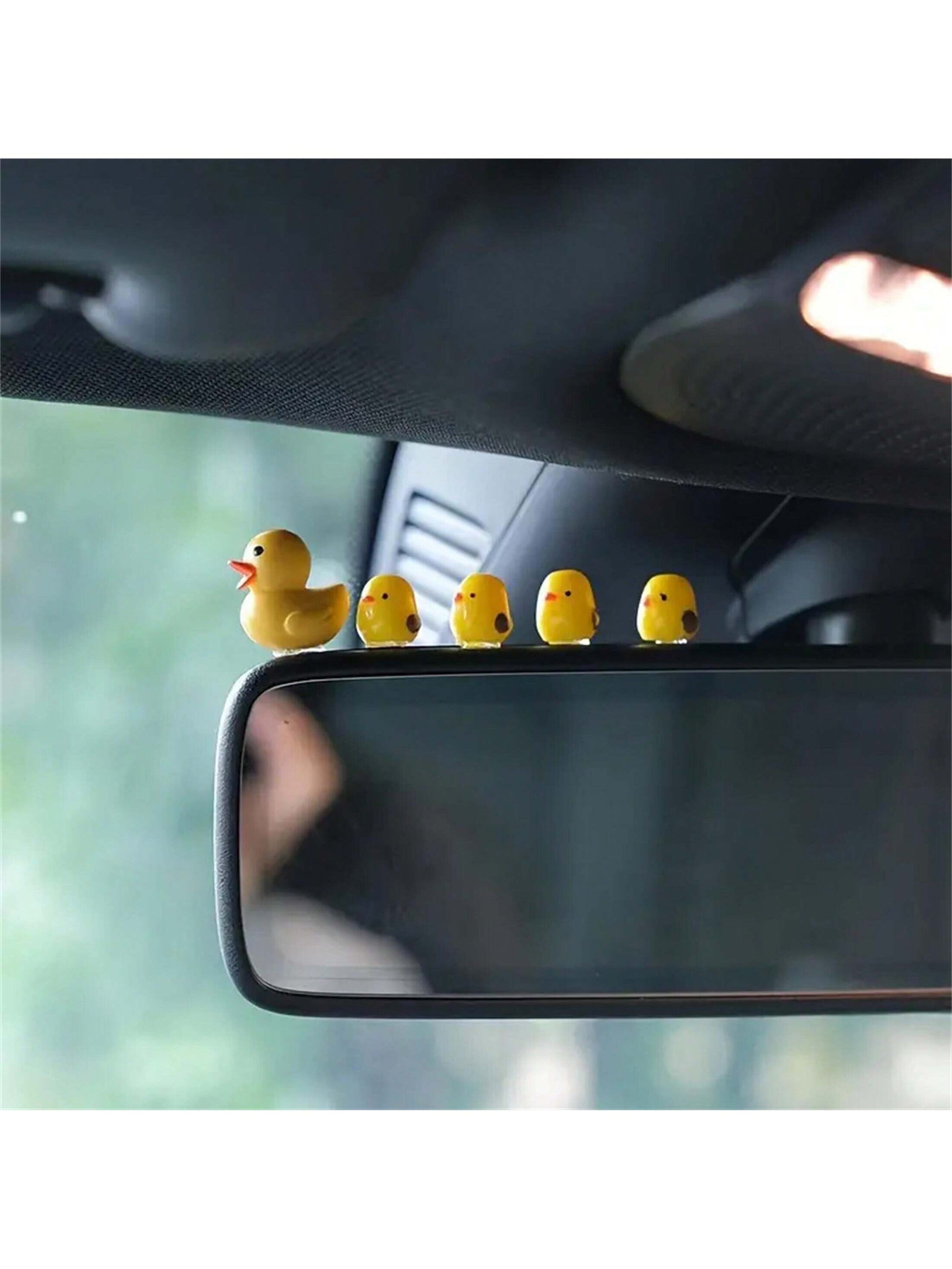 5pcs/Set Cute Miniature Chicken Car Decoration Accessories Including Car Interior Ornament, Inner Dashboard Decor, Control Panel Decor, Rearview Mirror Decor