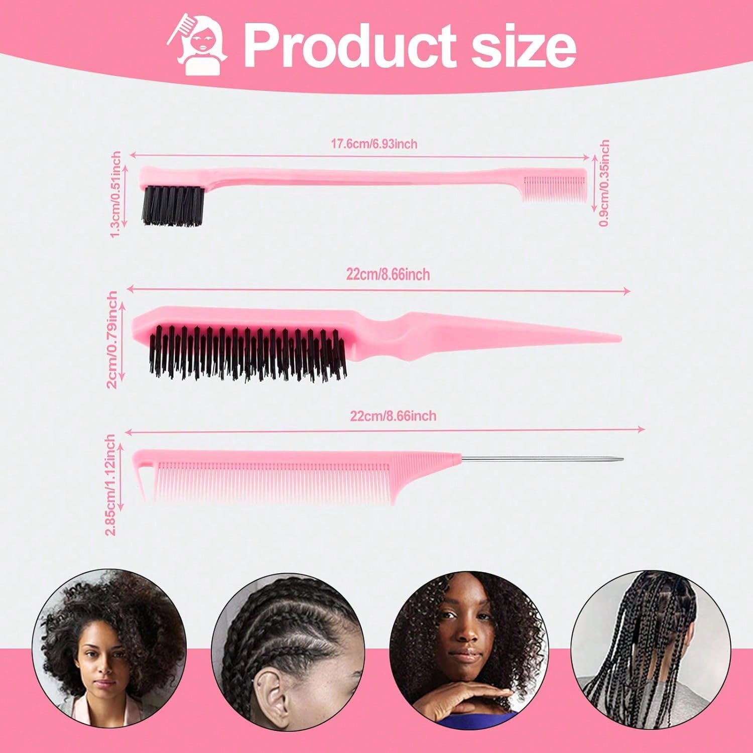 5pcs Unicorn & Star Hair Styling Tool Set, Includes Air Cushion Massage Comb, Sideburn & Eyebrow Comb, Volumizing Teasing Comb, Steel Needle Tail Comb, Large & Small Hair Pullers, Cute Girls Hair Acce