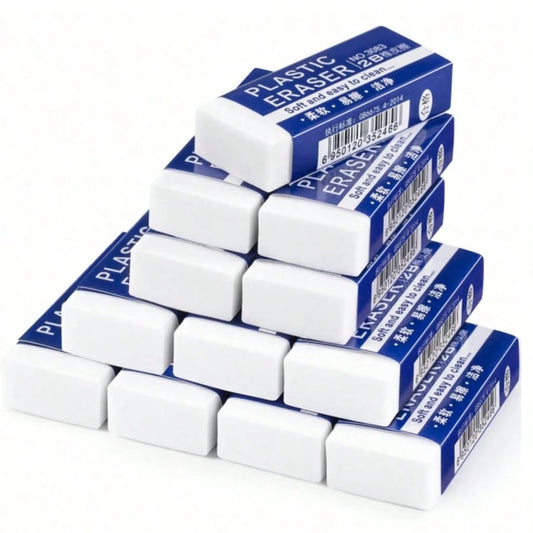 6/10/12/24/60 Pcs Set Of Minimalist White Erasers, Exam-Use Erasers Easily Erase Pencil Marks Without Leaving Traces, Creative Stationery, Office Supplies, Back To School