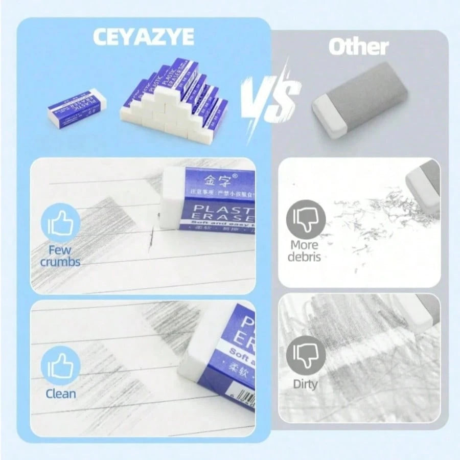6/10/12/24/60 Pcs Set Of Minimalist White Erasers, Exam-Use Erasers Easily Erase Pencil Marks Without Leaving Traces, Creative Stationery, Office Supplies, Back To School