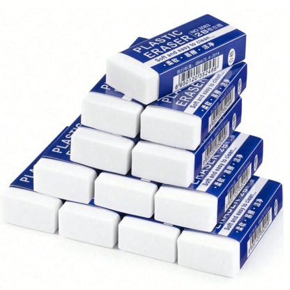 6/10/12/24/60 Pcs Set Of Minimalist White Erasers, Exam-Use Erasers Easily Erase Pencil Marks Without Leaving Traces, Creative Stationery, Office Supplies, Back To School
