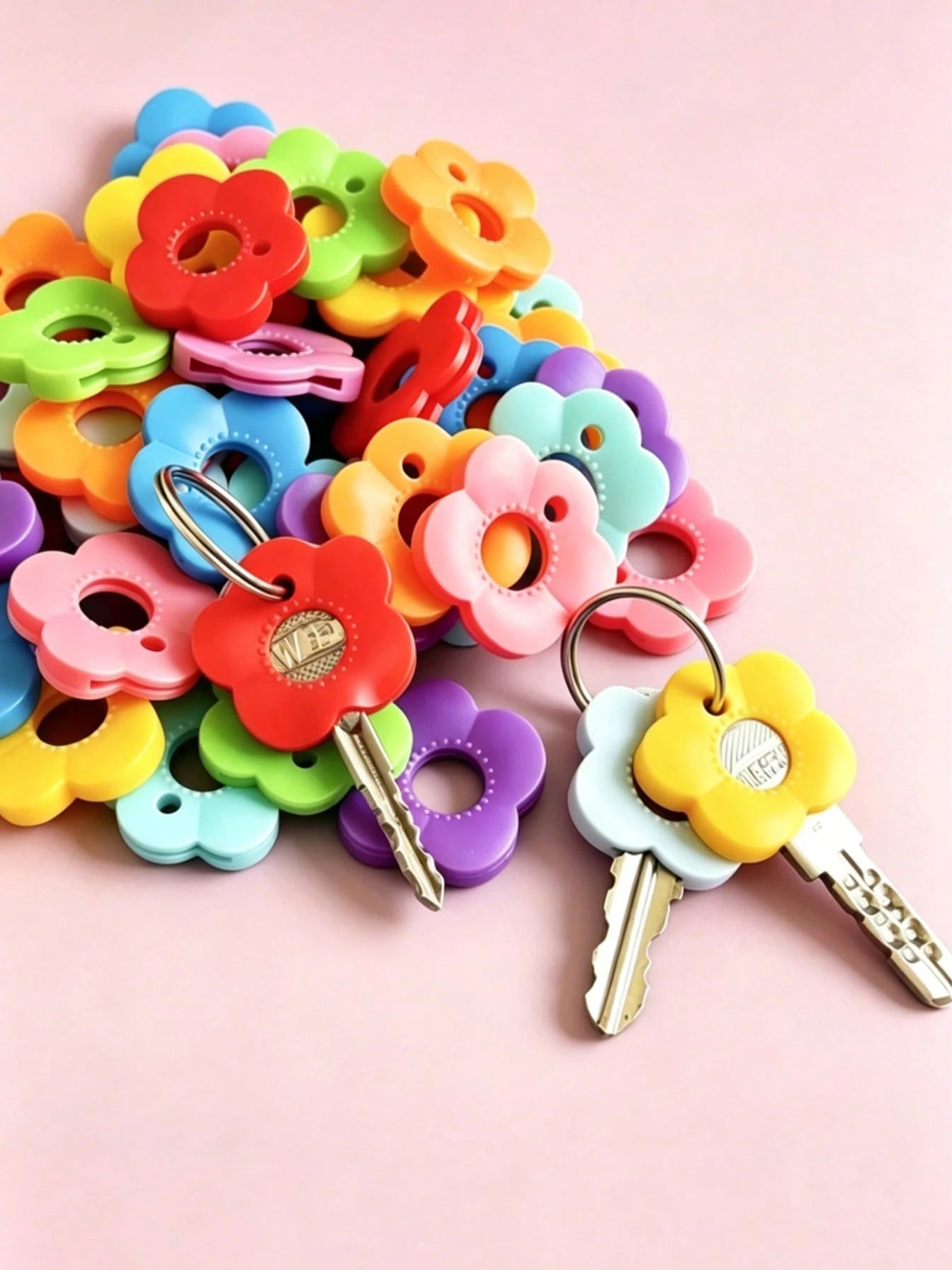 6/12/24pcs Colorful Bloom Silicone Elastic Key Identifier Covers - Flower-Shaped Key Sleeves For Easy Recognition, Random Color Assortment - Ideal For Sisters & Friends, Perfect Valentine's/Mother's D