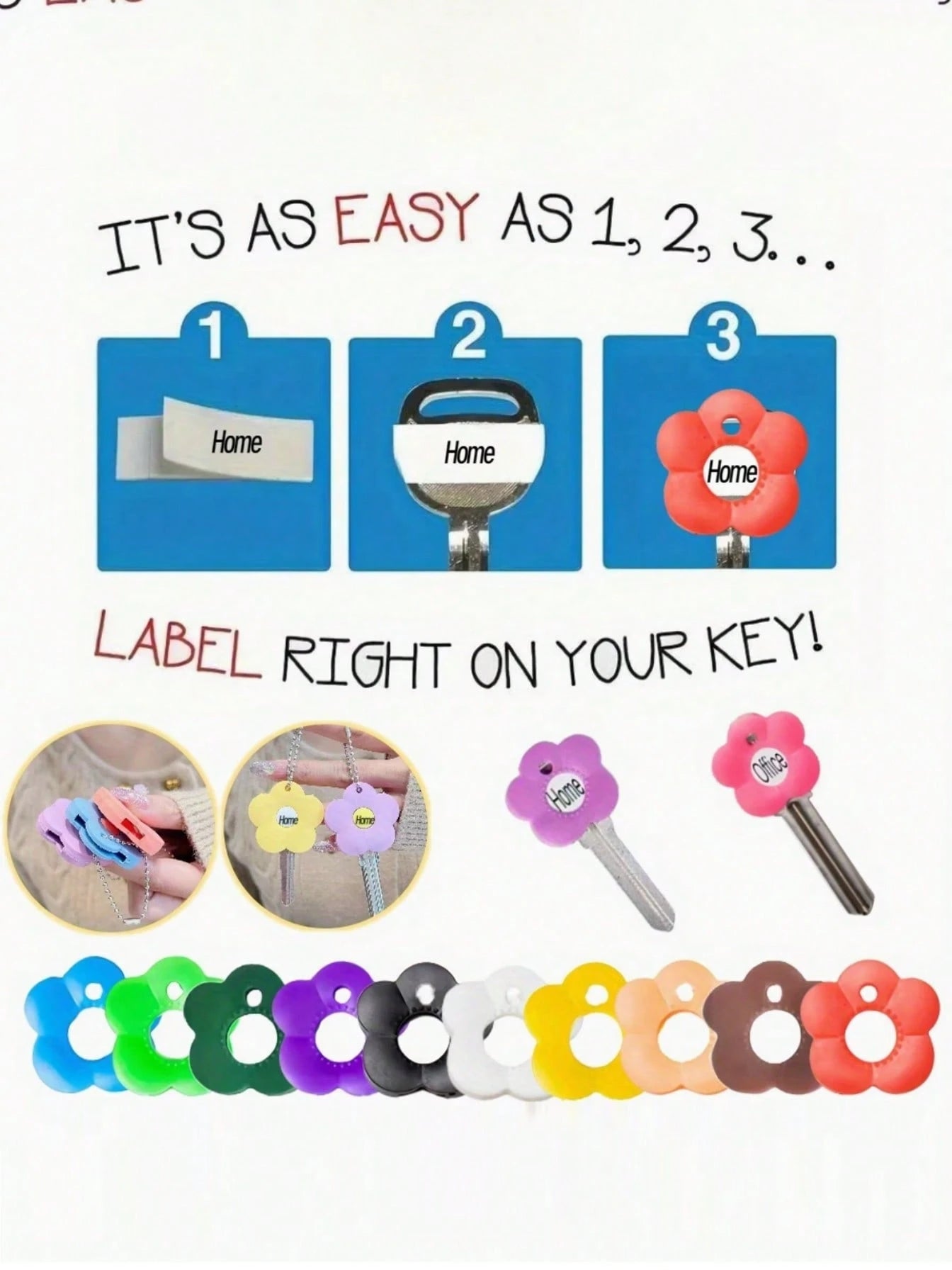 6/12/24pcs Colorful Bloom Silicone Elastic Key Identifier Covers - Flower-Shaped Key Sleeves For Easy Recognition, Random Color Assortment - Ideal For Sisters & Friends, Perfect Valentine's/Mother's D
