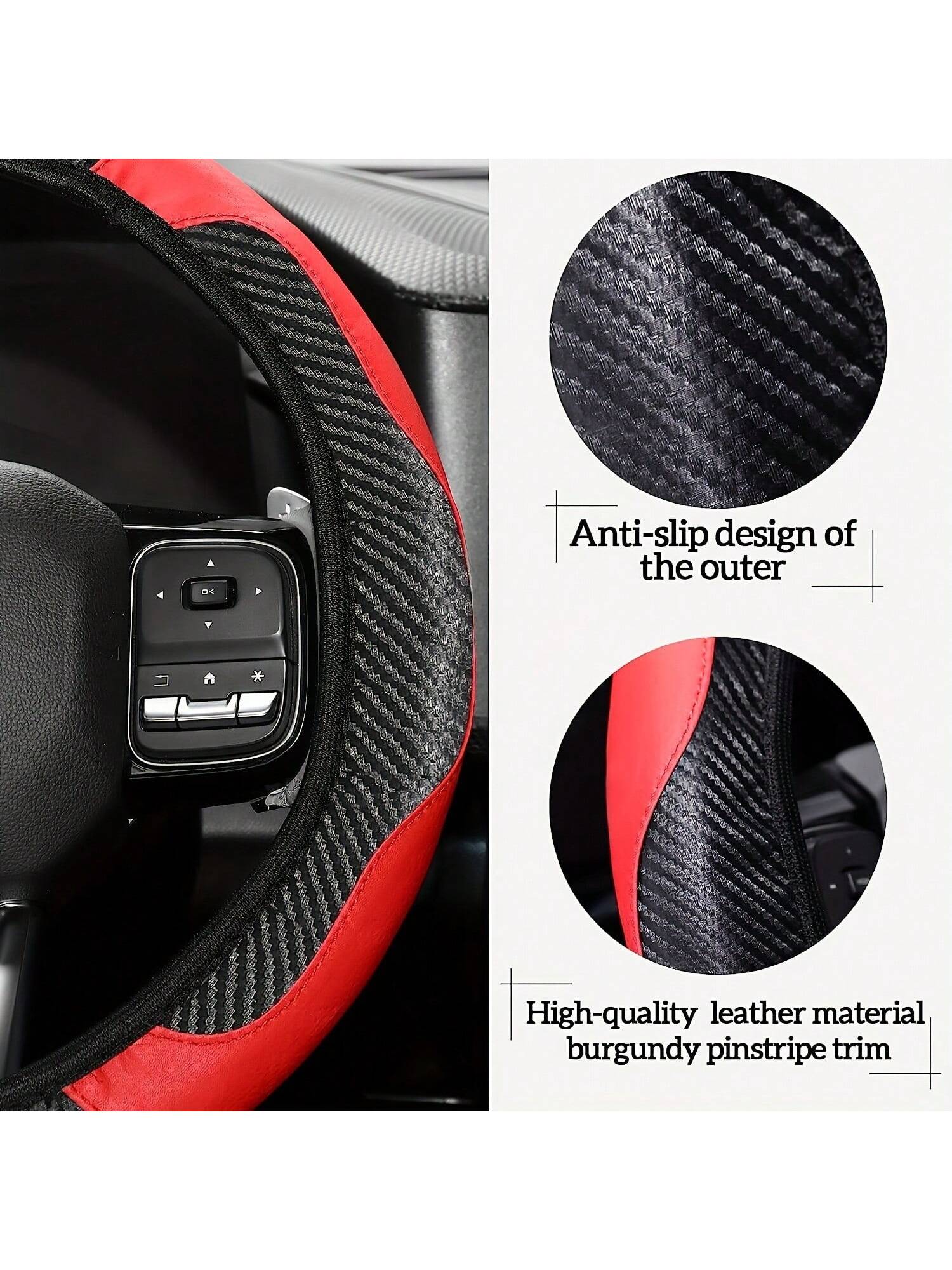 6-Piece Set, PU Leather Car Interior Package, Including Steering Wheel Cover, Shoulder Protection, Gloves, Armrest Box Pad, Suitable For Most Sedans And SUVs