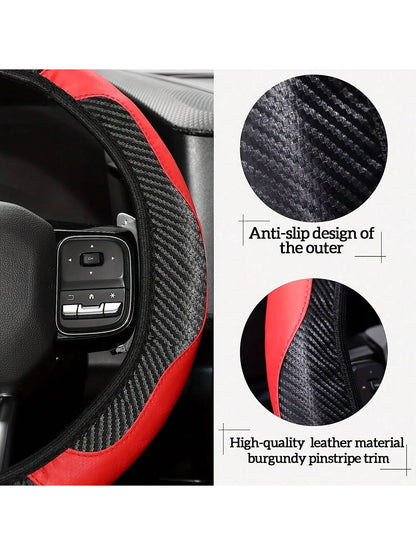 6-Piece Set, PU Leather Car Interior Package, Including Steering Wheel Cover, Shoulder Protection, Gloves, Armrest Box Pad, Suitable For Most Sedans And SUVs