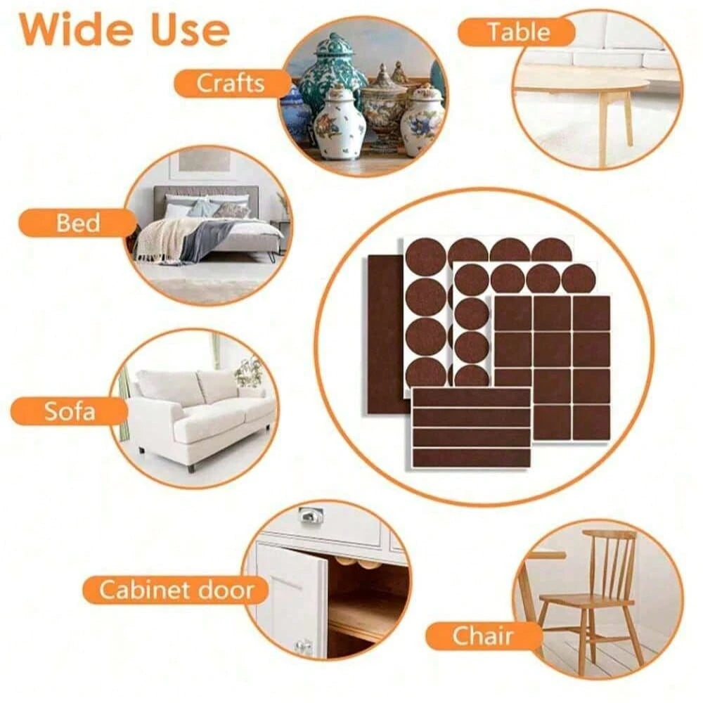 60/104/212/300PCS Premium Felt Furniture Pads Set, Non Slip Self Adhesive Chair Pads For Hardwood And Laminate Floors, Noise Reducing Anti Scratch Floor Protectors For Tables Chairs Appliances And Hom