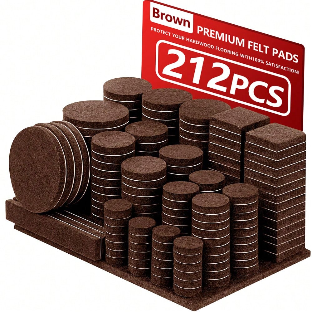 60/104/212/300PCS Premium Felt Furniture Pads Set, Non Slip Self Adhesive Chair Pads For Hardwood And Laminate Floors, Noise Reducing Anti Scratch Floor Protectors For Tables Chairs Appliances And Hom