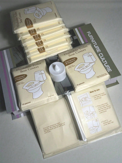 60pcs Disposable Thickened Waterproof Reusable Travel Toilet Seat Covers For Adults, Public Restroom, Camping, Airplane, Portable Toilet Seat Accessories
