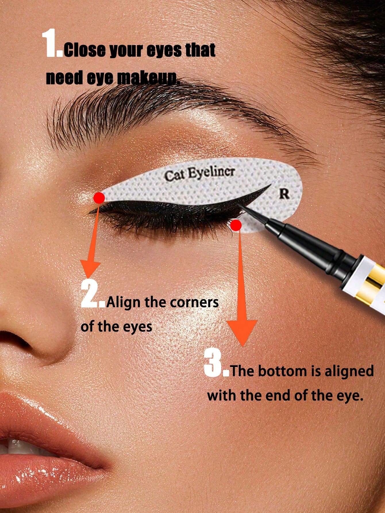 64pcs Professional Eyeshadow & Eyeliner Stencil Kit, Non-Woven Fabric Material, 4 Styles, With Adhesive Eyeshadow & Eyeliner Auxiliary Tools- Non-Woven Makeup Template Set, Suitable For Various Eye M