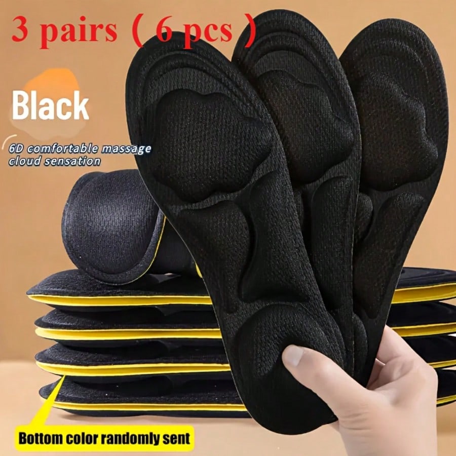 6pcs (3 Pairs) Women's Soft Memory Foam Insoles, Thick Soft Breathable, Suitable For Various Daily Environments, Comfortable Wear, Won't Cause Foot Fatigue Even After Long-Time Wearing.