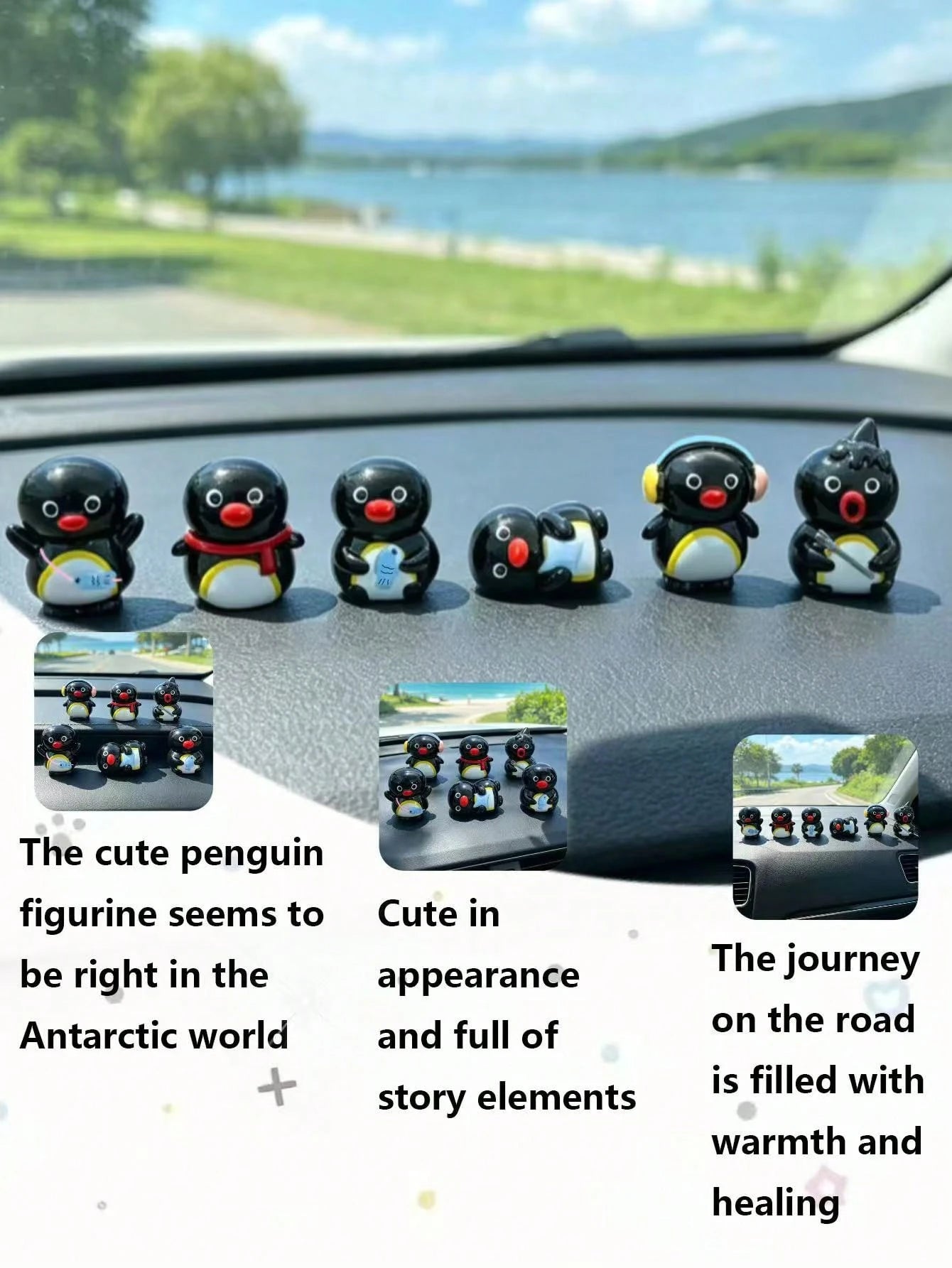 6PCS Cute Penguin Figurines, Penguin Decor, Car Accessories