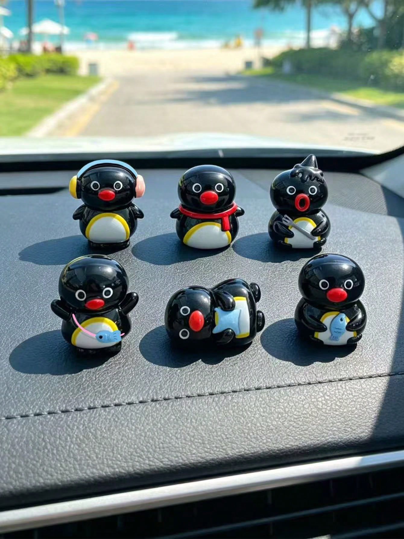 6PCS Cute Penguin Figurines, Penguin Decor, Car Accessories