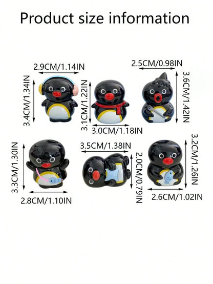 6PCS Cute Penguin Figurines, Penguin Decor, Car Accessories