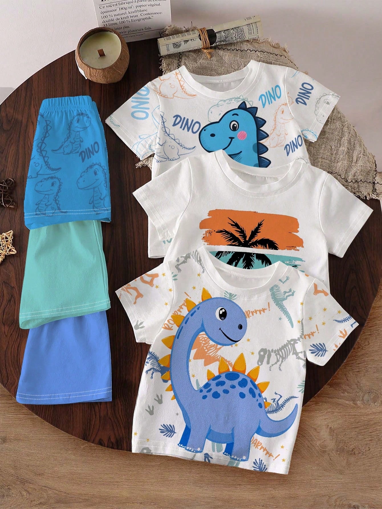 6pcs Set Comfortable Baby & Toddler Casual Fashion Sports Style Classic 3 Sets Contrast Color Face Crew Neck T-Shirts And Letter Print