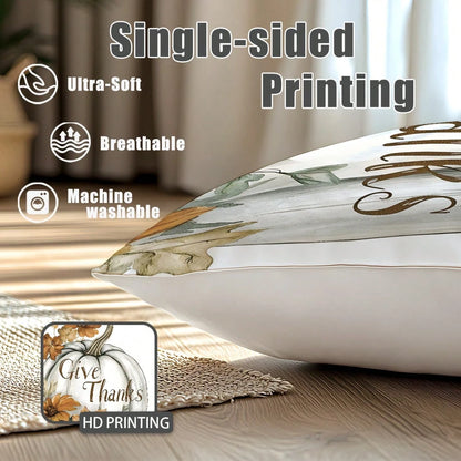 6pcs Watercolor White Pumpkin Light Brown Autumn Harvest Floral Print Pillow Covers [Without Pillow Insert], 40*40cm/45*45cm/50*50cm, [Single-Sided Printing] Made Of Polyester Material Watercolor Larg