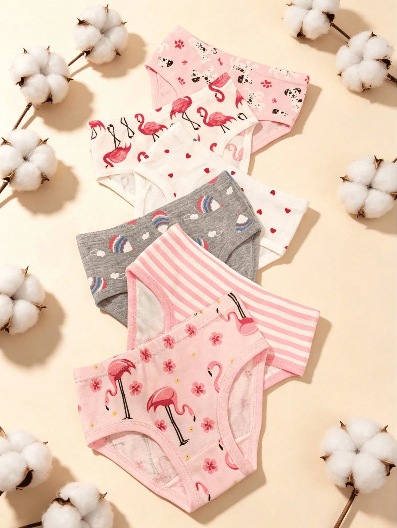 6pcs Young Girls Cute Underwear: With Unicorn, Fox, Balloon, Castle And Other Colorful Patterns