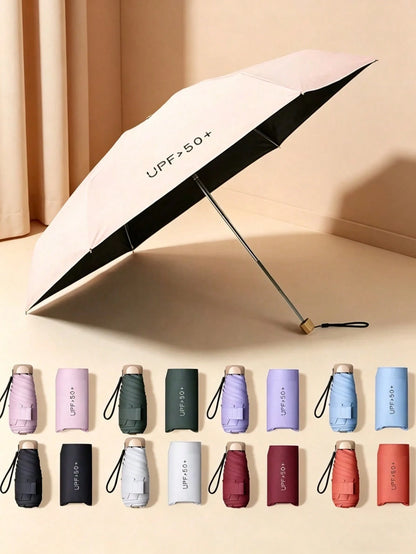 7.5Inch/19cm Mini Folding Umbrella,Umbrella For Women,Portable Outdoor Sun Umbrella,UV Protection Sunshade Umbrella With Carrying Bag,Travel Essential