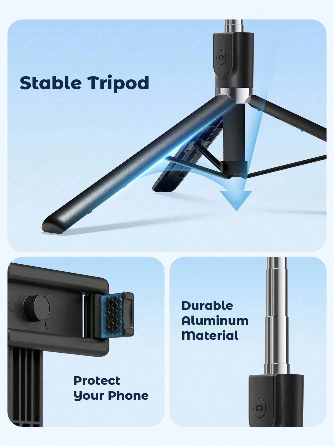 70'' Extendable Selfie Stick Tripod With Wireless Remote & Light – Portable Phone Stand For Smartphones And Cell Phones
