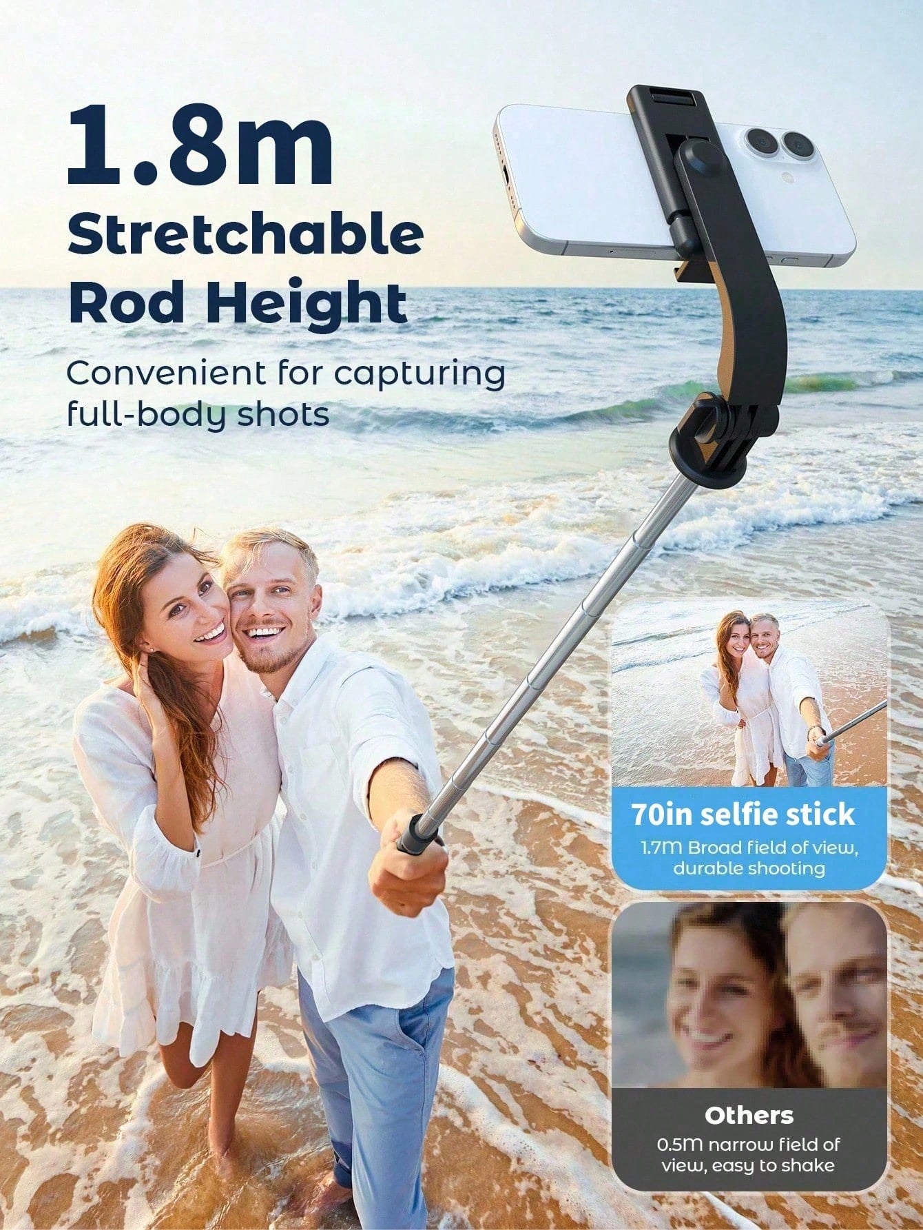 70'' Extendable Selfie Stick Tripod With Wireless Remote & Light – Portable Phone Stand For Smartphones And Cell Phones
