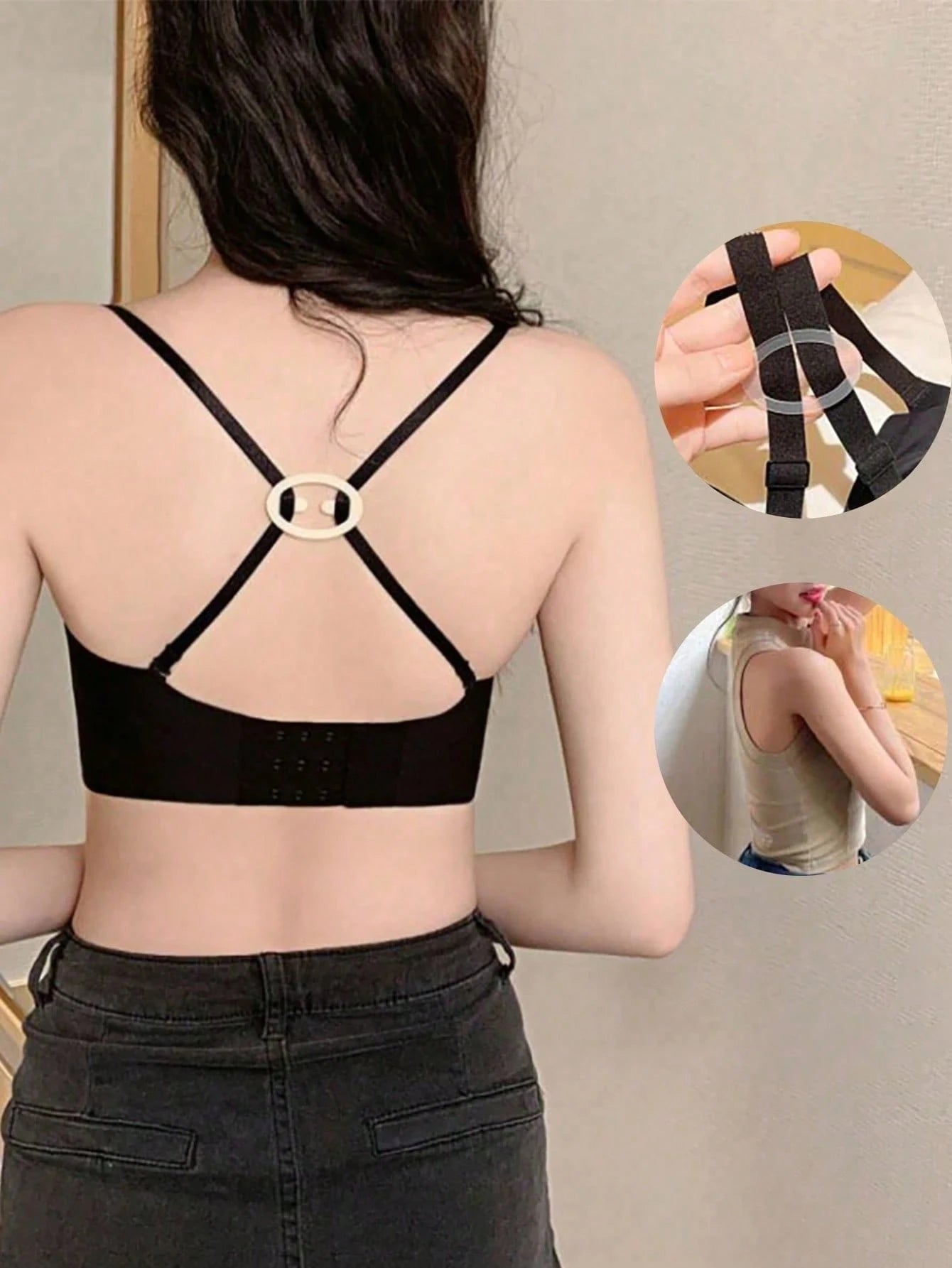 8pcs/4pcs/2pcs Invisible Anti-Slip Bra Strap Clips- Cross Design, Transparent Bra Hook & Eye, Anti-Slip