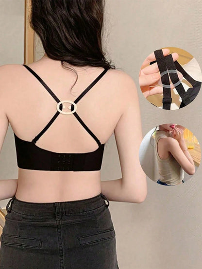 8pcs/4pcs/2pcs Invisible Anti-Slip Bra Strap Clips- Cross Design, Transparent Bra Hook & Eye, Anti-Slip