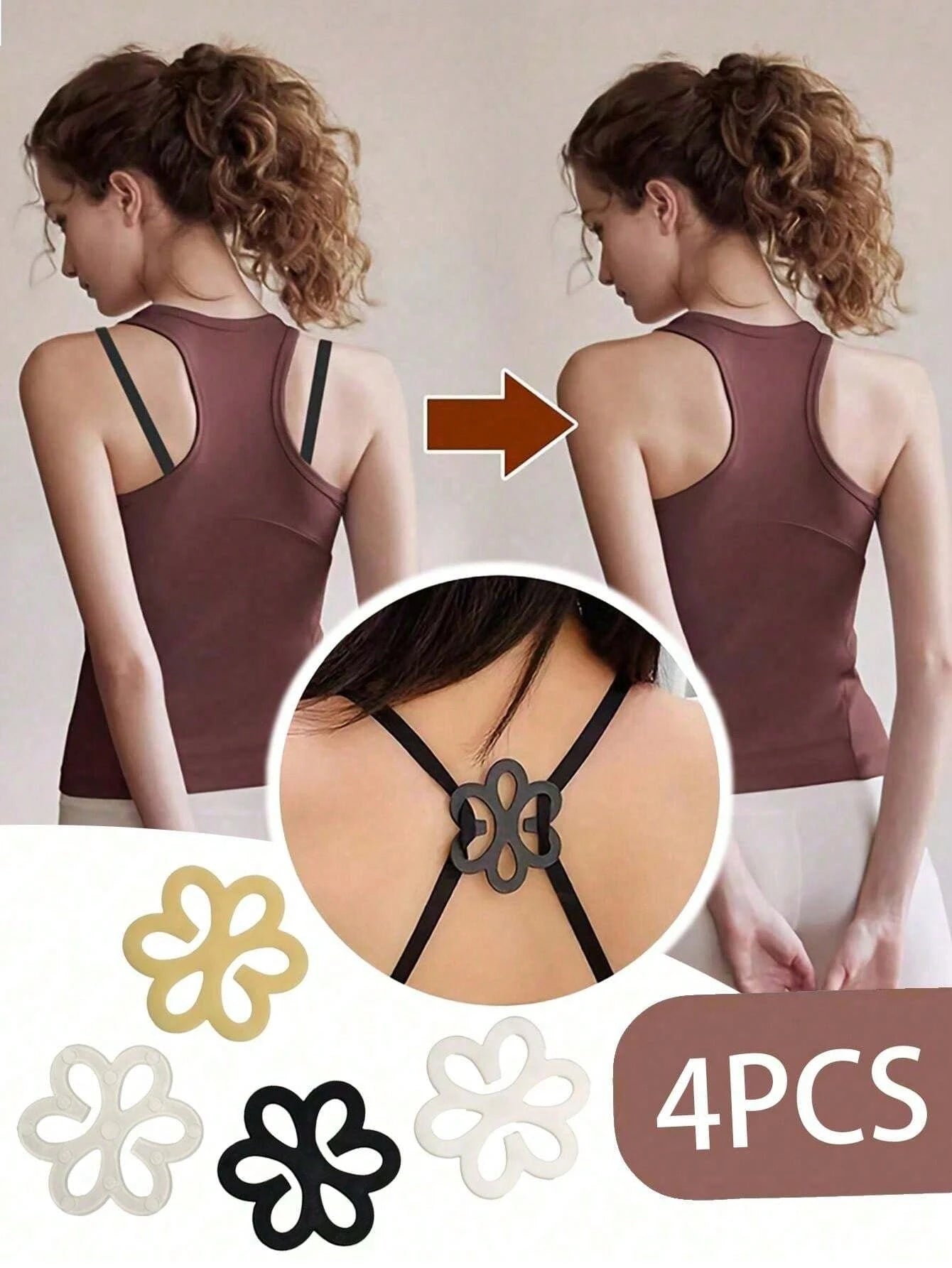 8pcs/4pcs/2pcs Invisible Anti-Slip Bra Strap Clips- Cross Design, Transparent Bra Hook & Eye, Anti-Slip
